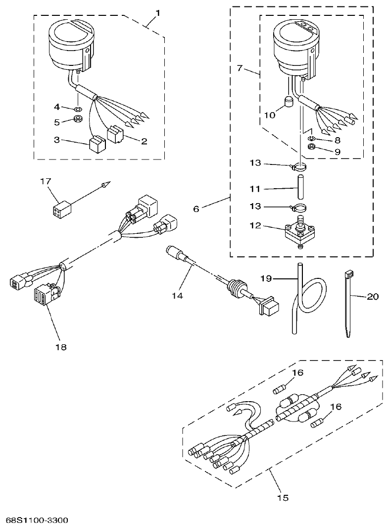 Yamaha FT60B METER parts diagram